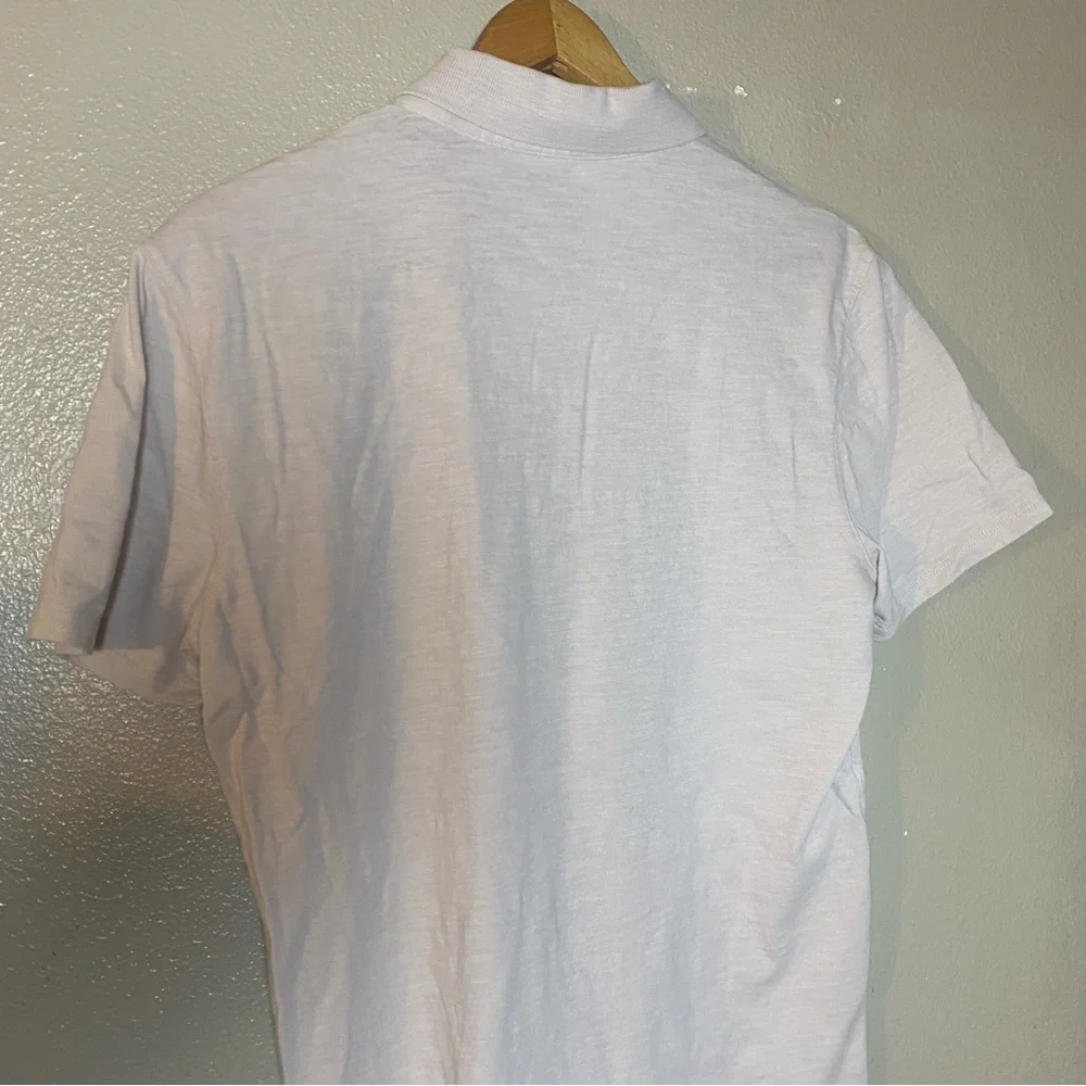 Vince Men’s Light White Slub Polo Size Medium 100%‎ cotton minimalist preppy